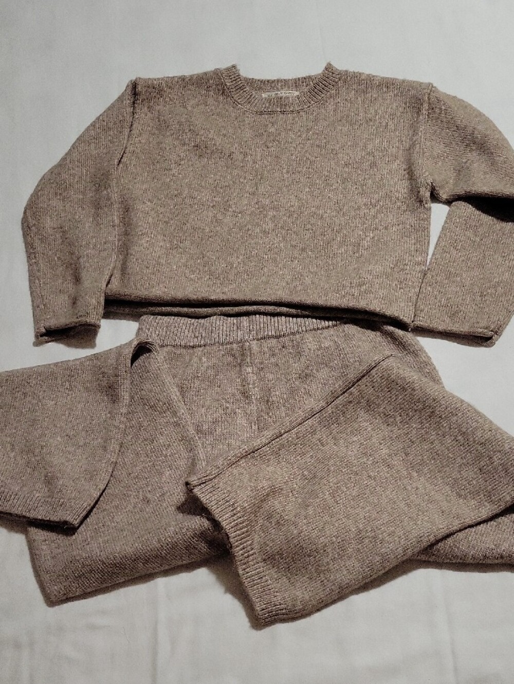 Happily Grey Kids Knit Sweater/Pants Set - Soft Heather Taupe